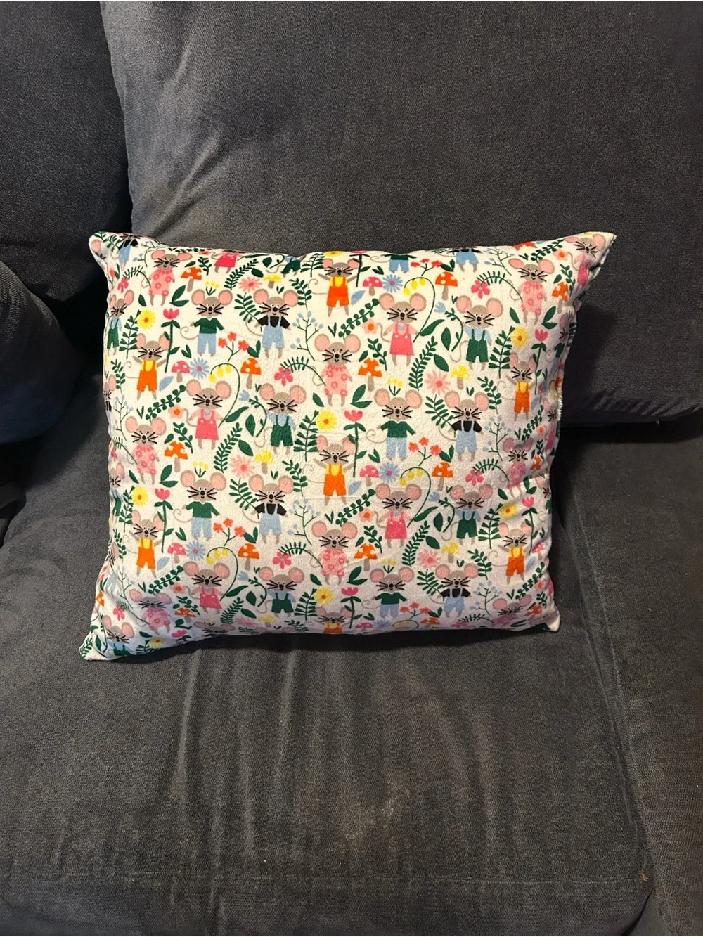 Playful Mouse Garden Accent Pillow Cover - Multicolor